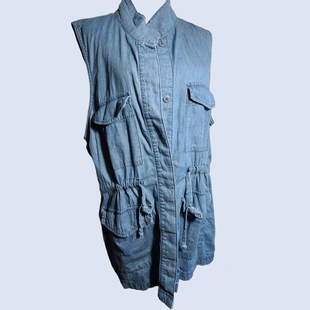 Women's Faded Glory Long Denim Cargo Vest, Sz XXL (20)
